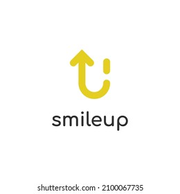 Letter U smile logo with arrow up