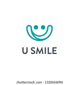 Letter U with smile logo design