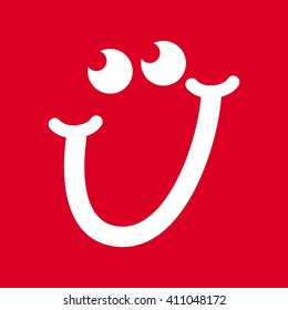 letter U and smile symbol vector.