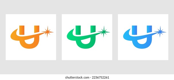 Letter U Spark Logo Design Vector Template