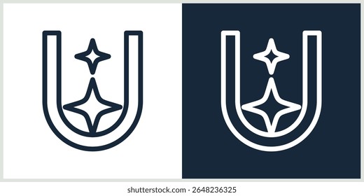 letter U spark logo line minimalist vector