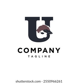 Letter U Sparrow Logo Icon Vector