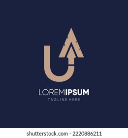 Letter U Spear Logo Design Vector Icon Graphic Emblem Illustration