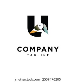 Letter U Spectacled Eider Logo Icon Vector