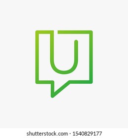 letter U with speech bubble line logo. talk logo vector modern illustration graphic abstract template. Chat concept Logo Template - VECTOR