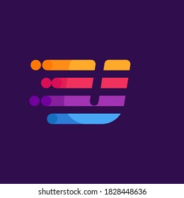 Letter U speed lines logo design template. Colorful creative unique icon for multimedia ads, creative poster, sport identity, etc.