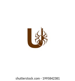 Letter U with spider icon logo design template vector