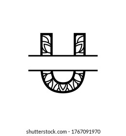 Letter U Split monogram mandala vector design template illustration