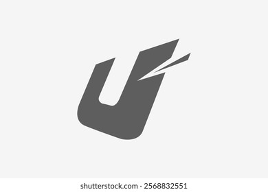 Letter U sport bold with sharp piece move logo