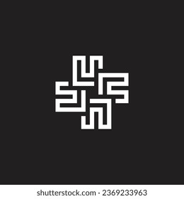 Letter U square, round geometric symbol simple logo vector