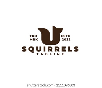 letter U squirrel logo concept. Vector illustration