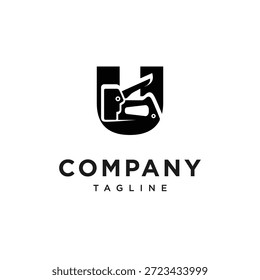 Vetor do ícone de logotipo do grampeador de letra U