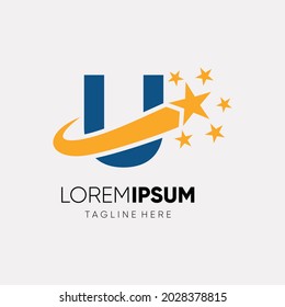 Ilustración gráfica del icono del vector del logotipo de la estrella U de la letra 
