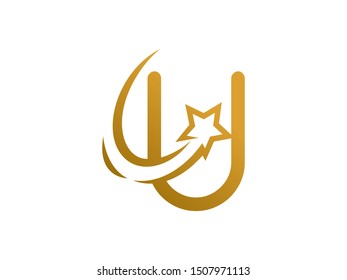 Letter U Star logo or symbol template design