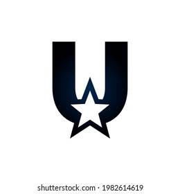 Letter U star logo. Usable for Winner, Award and Premium Logos.