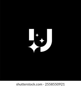 Letter U star or  U shining or U cleaning logo concept vector icon