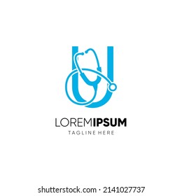 Letter U Stethoscope Logo Design Vector Icon Graphic Emblem Illustration 