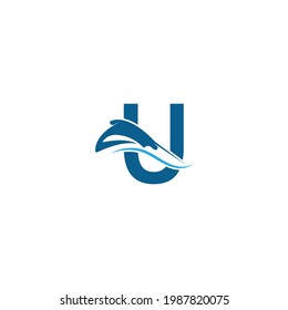Letter U with stingray icon logo template illustration vector