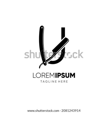 Letter U Straight Razor Logo Design Vector Icon Graphic Emblem Illustration Background Template