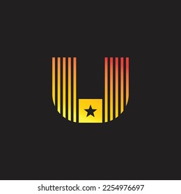 Buchstaben u Streifen-Sternzeichen-Logo 