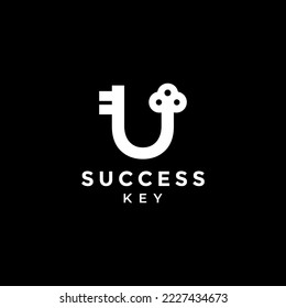 letter U success key padlock logo design vector