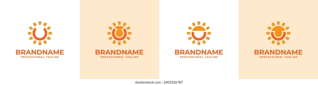 Letter U Sun Logo Set, suitable for business related to solar with U initial