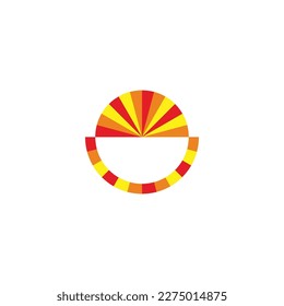 Letter U sunset, circle geometric symbol simple logo vector