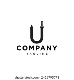 Letter U Sword logo icon vector template.eps