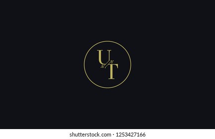 LETTER U AND T FLOWER LOGO WITH CIRCLE FRAME FOR LOGO DESIGN OR ILLUSTRATION USE