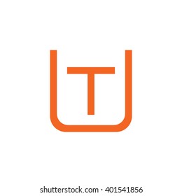 letter U and T monogram square shape logo orange