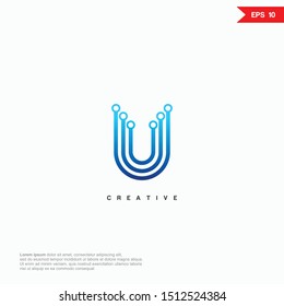 Letter U Tech logo design template. Universal vector icon. Modern logotype symbol