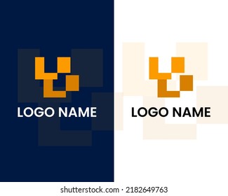 letter u with tech logo design template