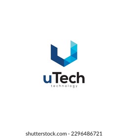 Diseño del logotipo de la carta U Tech, logotipo de la tecnología de letras U, plantilla de vector de diseño del logotipo de letras u