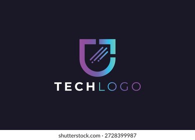 Letter U Tech Logo Design für Technologie und digitale Marken