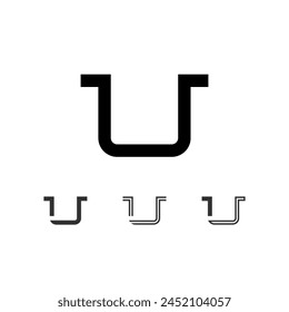 Letter U, technical digital alphabet font, including set from four of different types, vector illustration 10eps