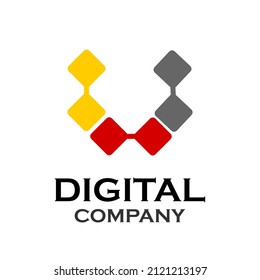 Ilustración de logotipo de diseño de tecnología Letter u
