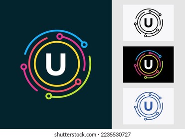 Letter U Technology Logo Design. Network Logo Symbol