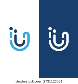 Letter U Technology Logo Font Digital Icon Stock Vector.
