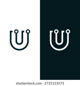 Letter U Technology Logo Font Digital Icon Stock Vector.