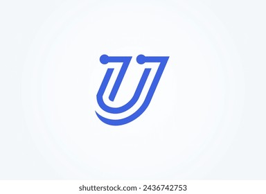 Letter U Technology Logo, letter U with tech style logo design inspiration, Flat Vector Logo Design, vector illustration