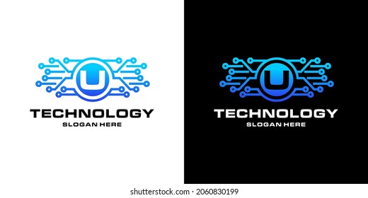 Letter u technology NFTs logo design