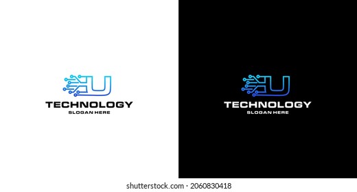 Letter u technology NFTs logo design