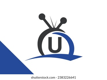 Letter U television Logo Design Concept. channel television TV logo vector icon illustration