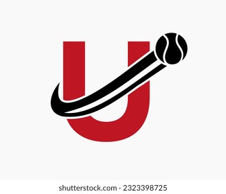 Letter U Tennis Club Logo Design Template. Tennis Sport Academy, Club Logo