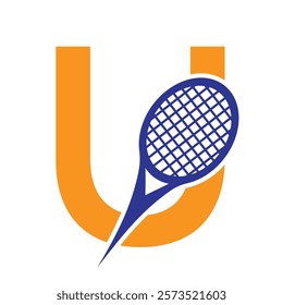 Letter U Tennis Logo. Paddle Symbol Vector Template