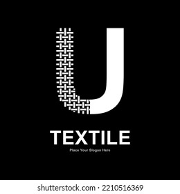 Letter U Textil Muster und Nählogo, Vektordesign. Geeignet für Geschäfts-, Textil-, Erstname, Mode und Stricken