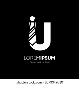 Letter U Tie Elegant Logo Design Vector Icon Graphic Emblem Illustration Background Template
