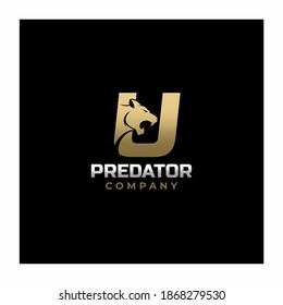 Letter U Tiger, Predator Logo Design Vector