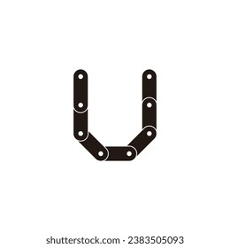 Letter U tool, robot geometric symbol simple logo vector