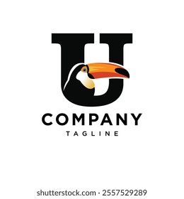 Letter U Toucan Logo Icon Vector